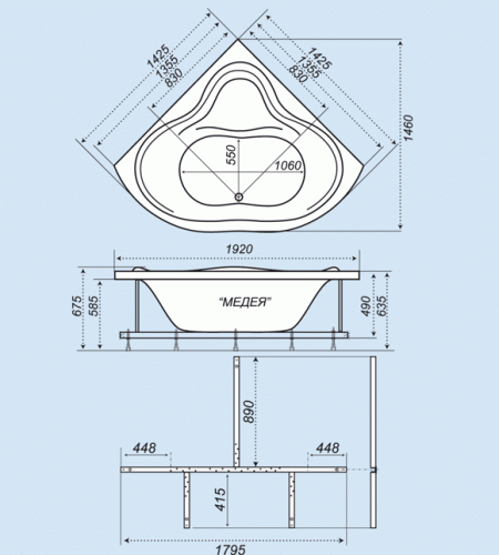 Акриловая ванна Тритон Медея (142х142) фото 3