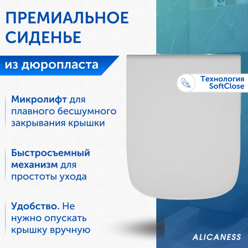 Унитаз подвесной Alicaness Juse V P1009 безободковый,сиденье микролифт фото 3