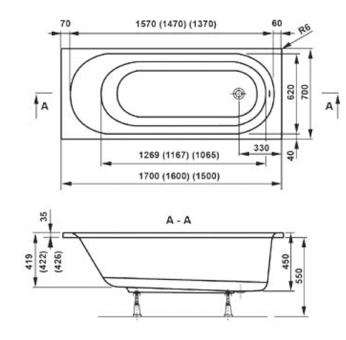  Акриловая ванна VAGNERPLAST KASANDRA 1500x700x450 см. фото 3